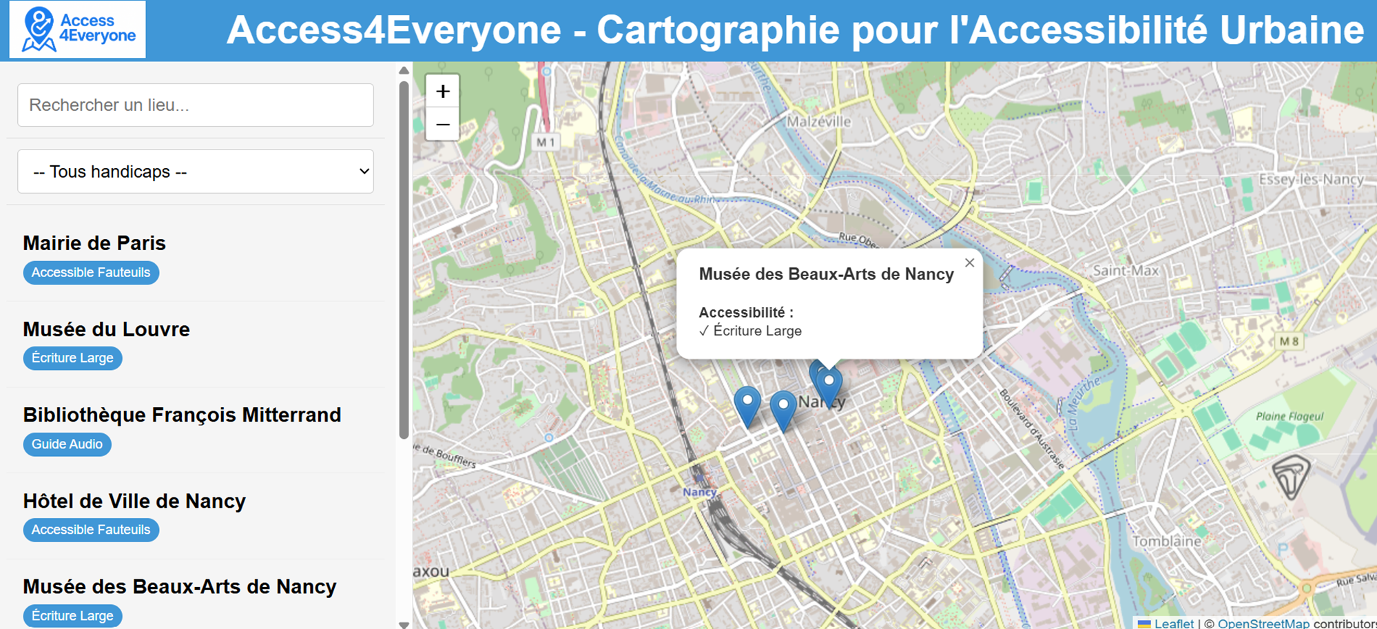 Accessible Urban Mapping interface